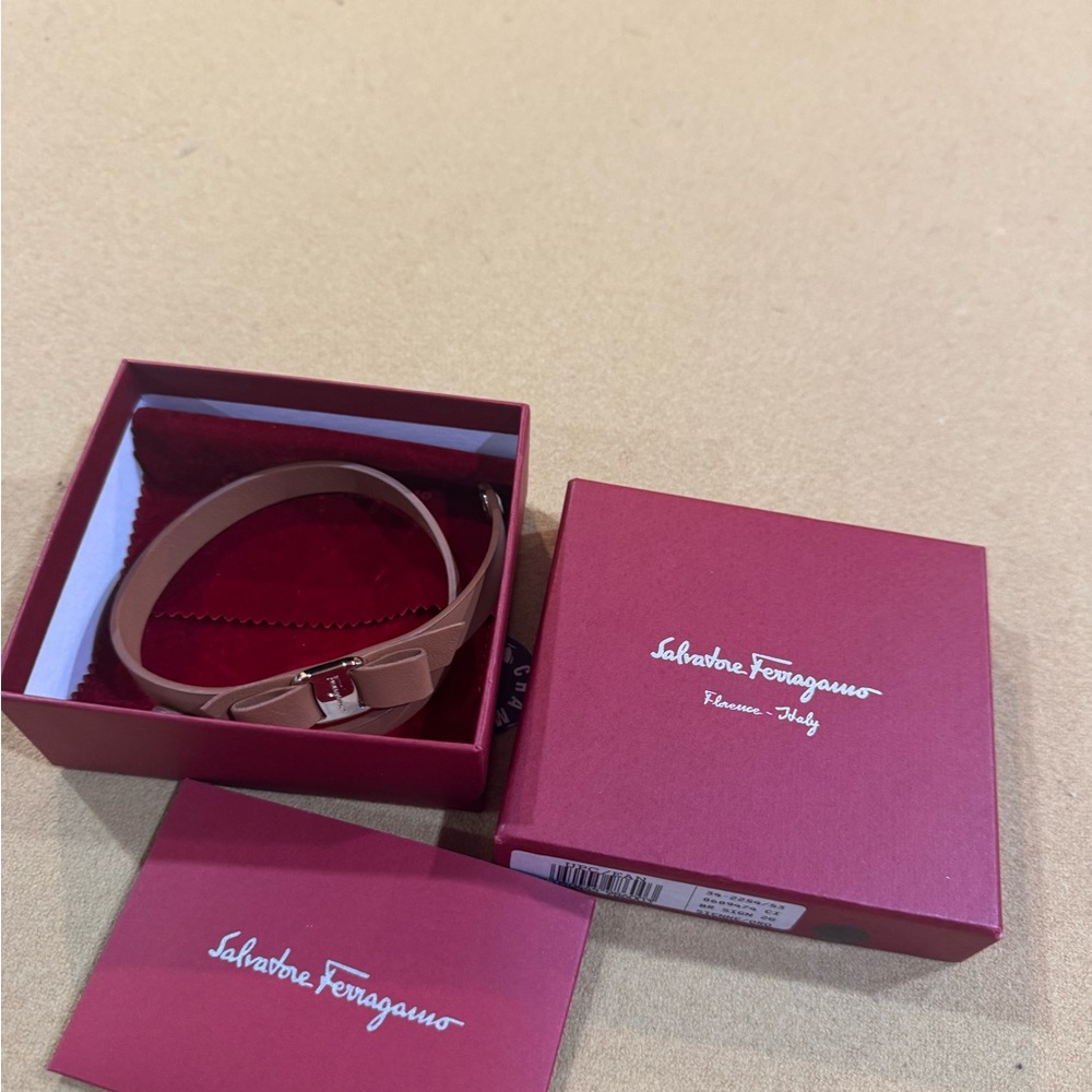 Salvatore Ferragamo Tan Leather Bracelet